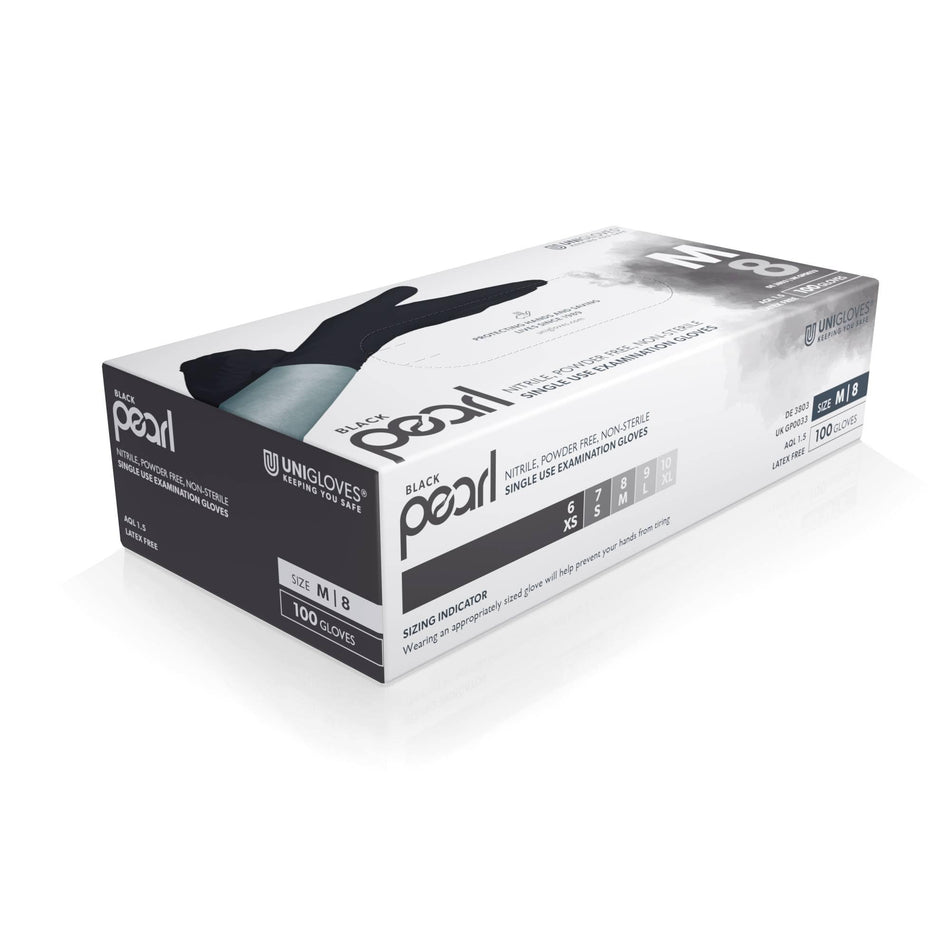 Unigloves Black Pearl Nitrile Examination Gloves - Multipurpose, Powder Free and Latex