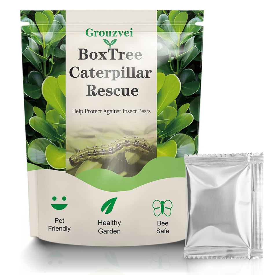 Grouzvei Box Tree Caterpillar Treatment -10 x 5g Packs, 300㎡ Total Coverage - Individually Wrapped,Safe for Bees & Birds, Supports Healthy Buxus Hed
