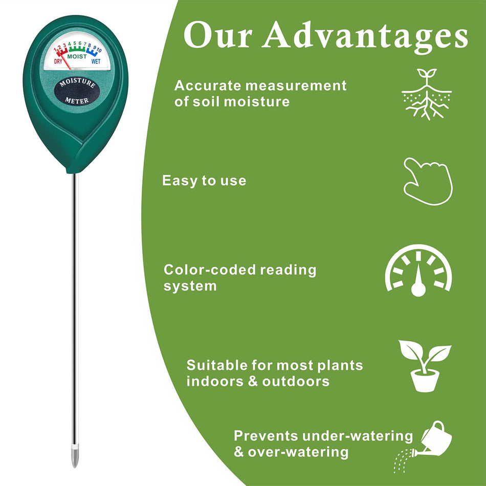 XLUX Soil Moisture Meter, Plant Water Monitor, Hygrometer Sensor for Gardening, Farming, indoor and outdoor plants, No Batteries Required