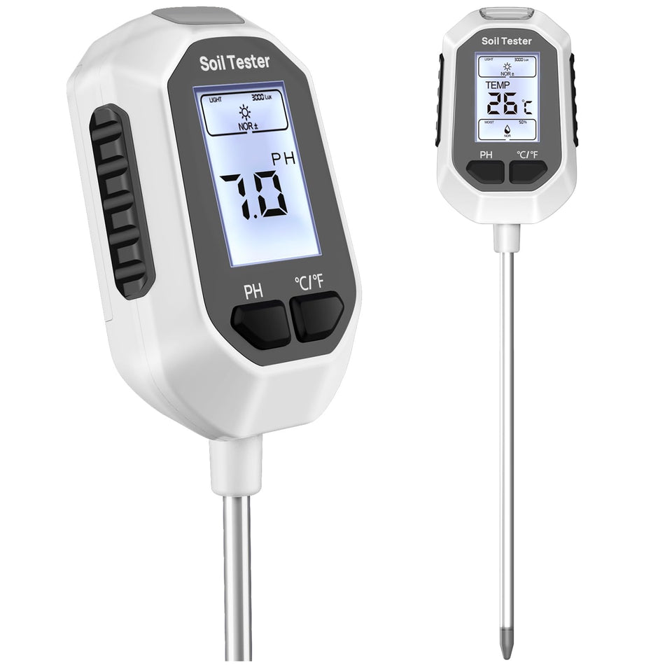 YAMRON 4-in-1 Soil Moisture Meter Digital Plant Temperature/Soil Moisture/PH Meter/Sunlight Intensity Backlight LCD Display Soil