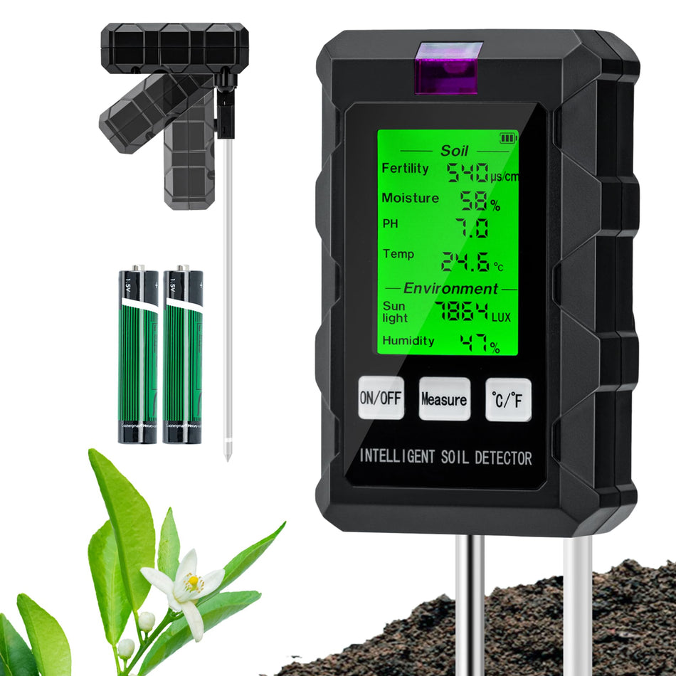 Wigearss 6 in 1 Digital Soil Moisture Meter, Soil Tester Kit for Plants with Humidity/PH/Fertility/Moisture/Temp/Sunlight