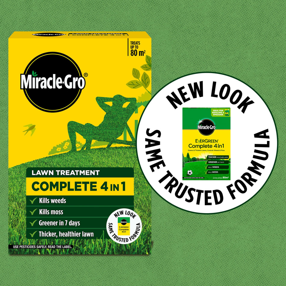 Miracle-Gro Complete 4 in 1 Lawn Food, 80 m² handheld spreader, Lawn Food, Weed & Moss Control